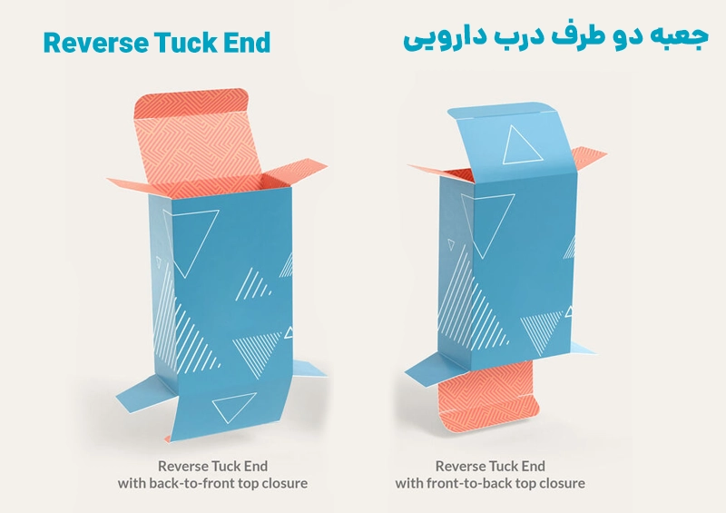 جعبه دو طرف درب دارویی برعکس یا Reverse Tuck End